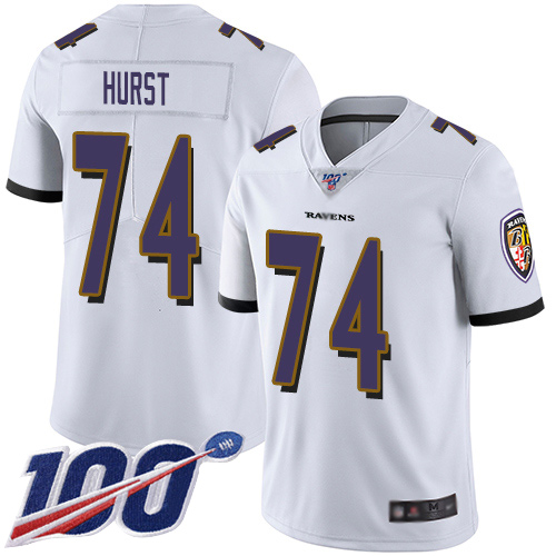 Baltimore Ravens Limited White Men James Hurst Road Jersey NFL Football #74 100th Season Vapor Untouchable